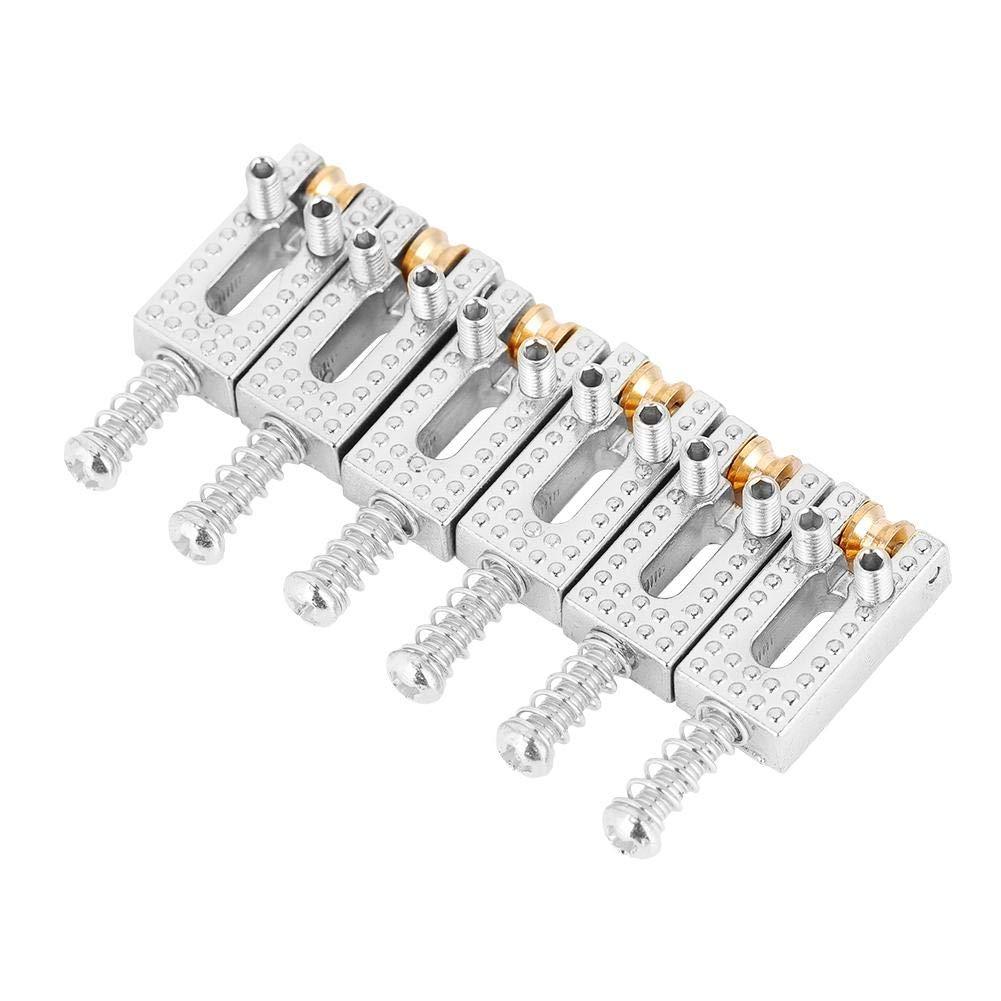 Dilwe Saddle for Electric Guitar, 6 Roller Bridge Saddles for Fender Strat Tele Electric Guitar 4 colors(Silver)