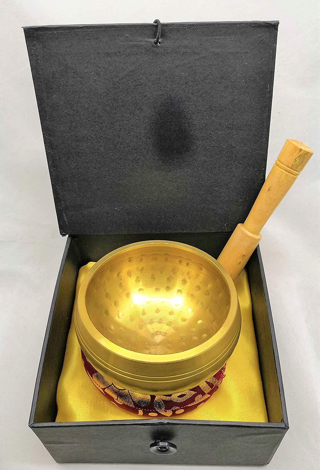 OMG-Deal Sound Tibetan Meditation Yoga Singing Bowl Set 10.2 cm ~ With striker & Silk Cushion ~ For Meditation, Chakra Healing, Yoga, and Mindfulness ~ Perfect Gift