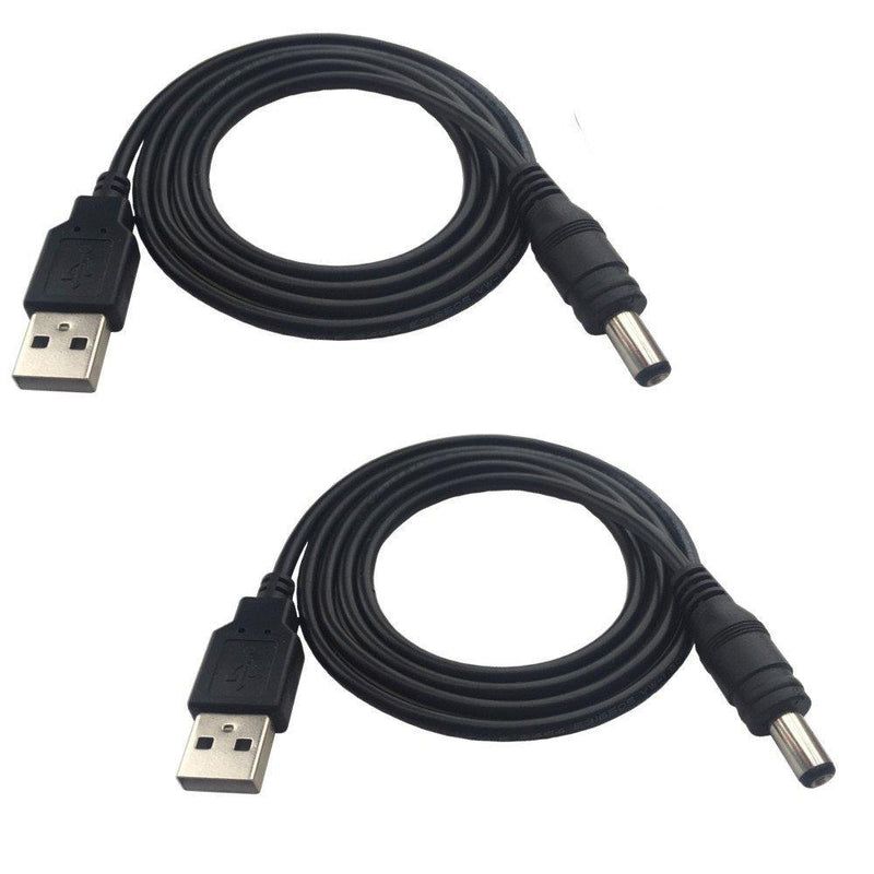 Zruizyan 2 pieces 5V USB to DC 5V power cable - USB A 2.5 mm/5.5 mm adapter cable 1m / 3ft black