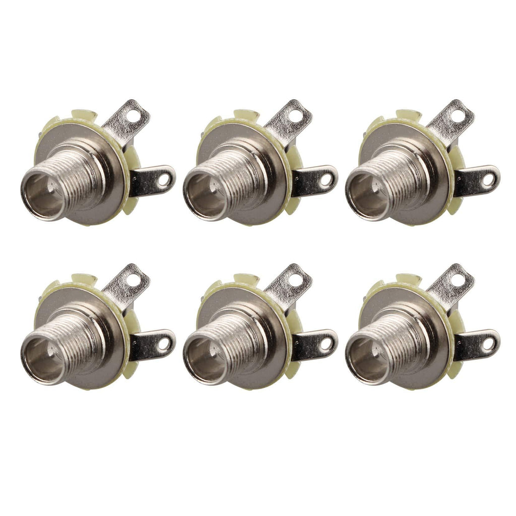 Futheda 6Pcs Guitar Jack Socket Input Output Silver 6.35mm(1/4 inch) Jack For Electric Guitar or Bass Accessories ST SQ LP TL PB JB Electric Guitar Line Output Jack Replacement