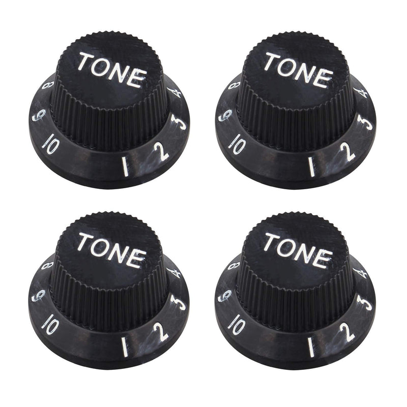 Futheda 4Pcs Electric Guitar Black Top Hat Speed Control Knobs Panel Line Cap Compatible with Stratocaster SG Type Electric Guitar Volume Knob Electric Guitar Replacement Potentiometer Cap