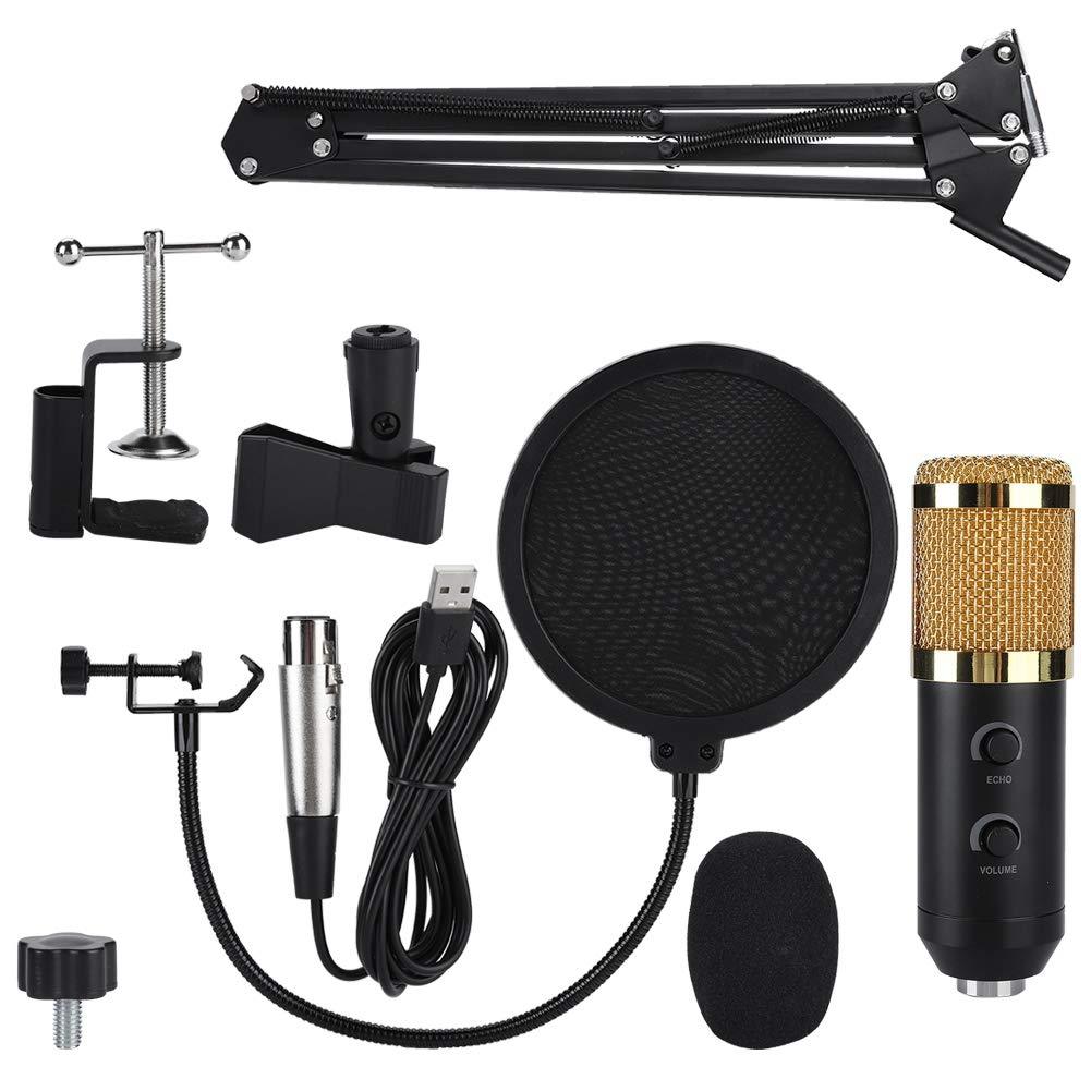 Garsent Condenser Microphone Kit, Condenser USB Microphone Set Kit with Metal Shock Mount, Adjustable Microphone Arm Stand, Pop Shield Filter Microphone Set for Studio Recording, Broadcasting