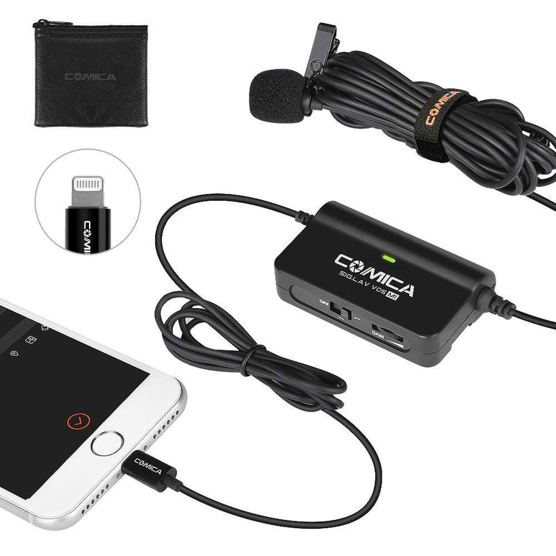 [AUSTRALIA] - Comica CVM-SIG.LAV V05 MI Omnidirectional Lavalier Lapel Microphone Portable Clip-on Mic with MFI Certified for iPhone with Lightning Interface Compatible with iPhone, iPad, iPod and More 