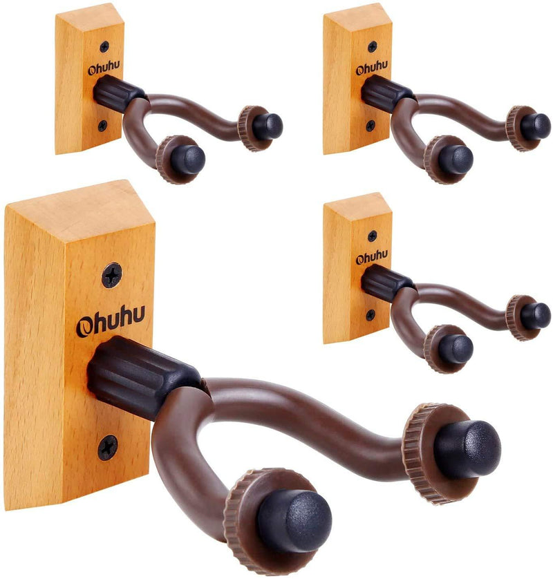Guitar Wall Mount Hangers, Ohuhu Guitar Hanger Wall Hook Holder Stand for Bass Electric Acoustic Guitar Ukulele (4-pack) 4 Pack