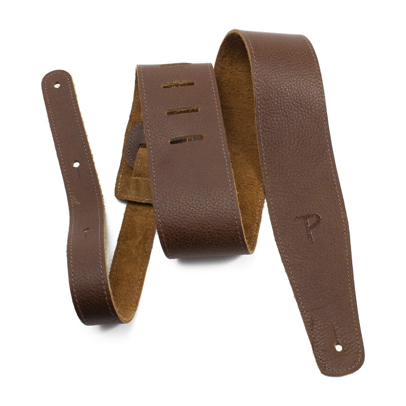 Perri's Leathers Saddle Leather Guitar Strap, Brown, Adjustable Length 41" to 56", Comfortable, Soft Backing, 2.5" Wide