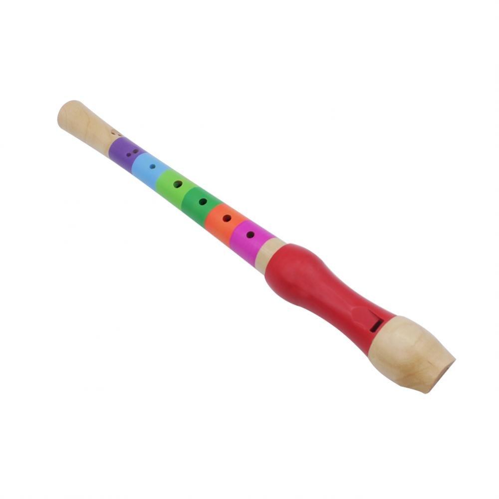 Drfeify Wood Kids Flute, Lightweight Wood Recorder Educational Wooden Flute Toy for Kids Children Practice Multicolor