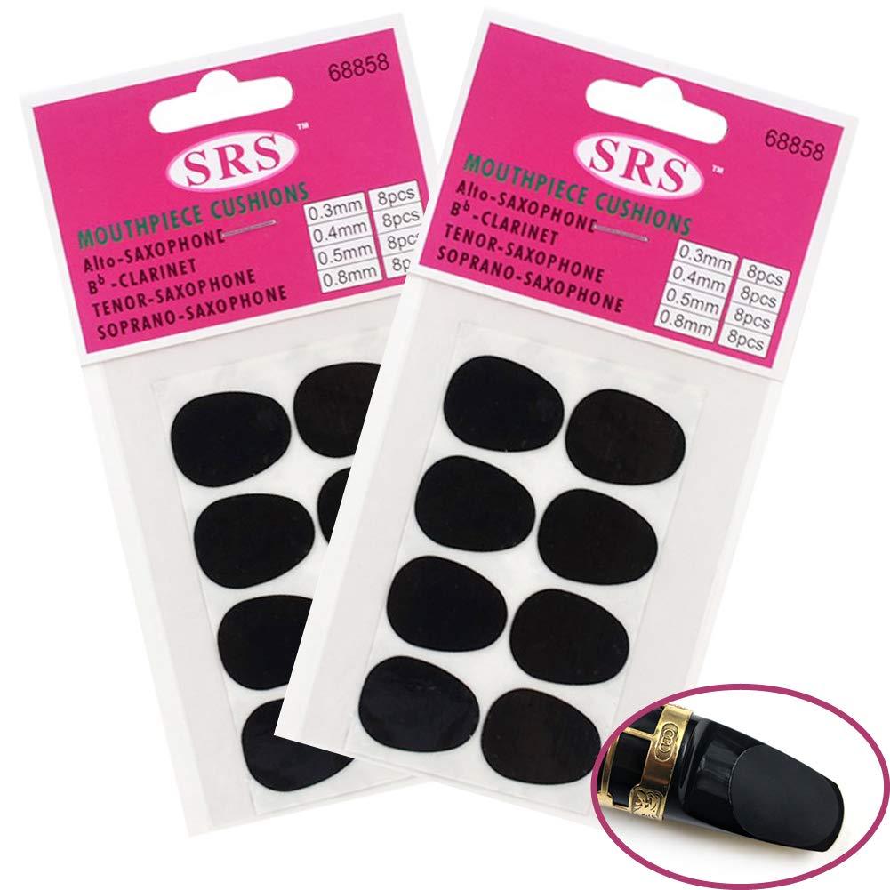 16 Pcs Mouthpiece Cushion 0.8 mm Mouthpiece Patches for Alto and Tenor Saxophone and Clarinet, Black