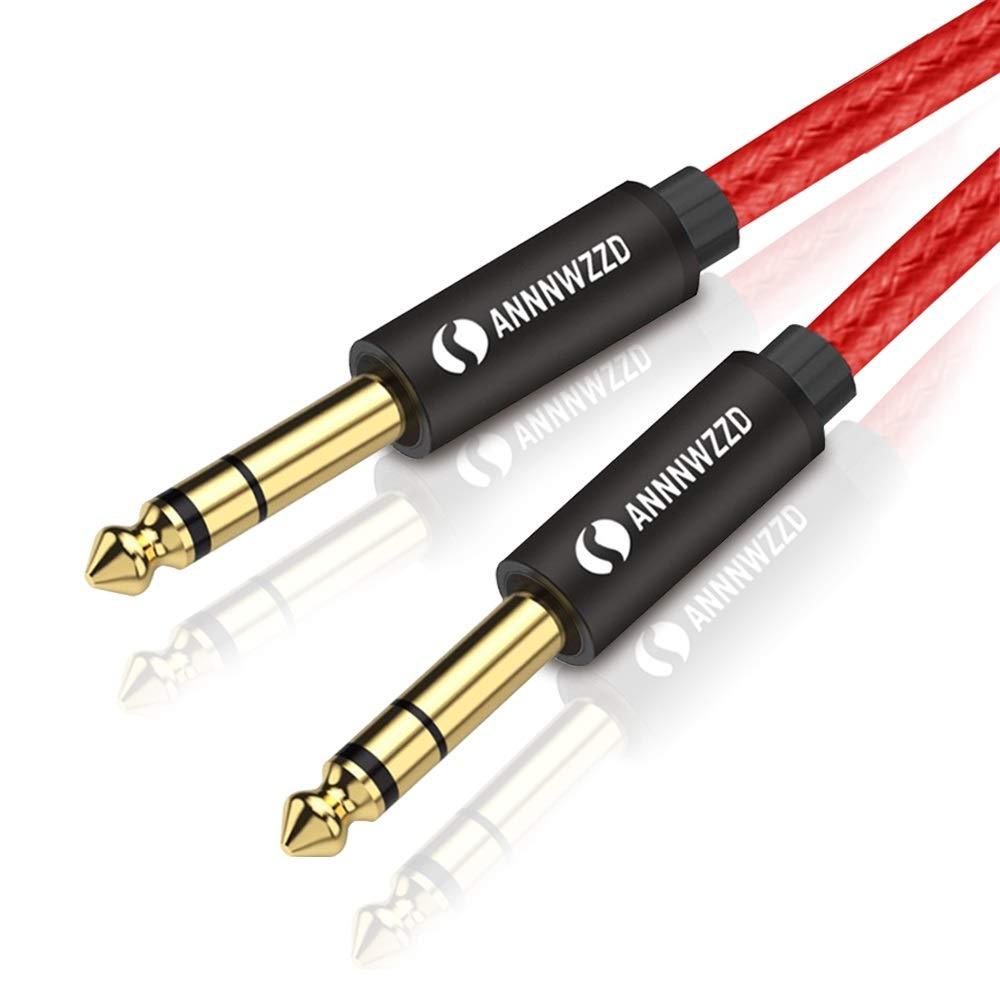 6.35mm to 6.35mm Mono Audio Cable,1/4" TS Professional Speaker Cable for Electric Guitar, Bass, Amplifier, Keyboard Professional Instrument etc (2M) 2M