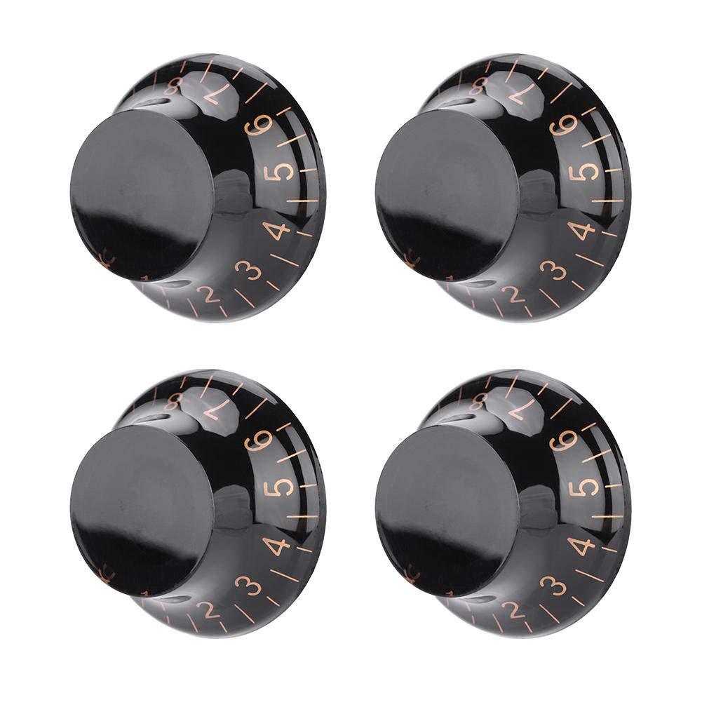 Drfeify 4pcs Guitar Control Knobs, Volume Tone Speed Control Knobs Accessory Parts for Electric Guitar Black+Gold