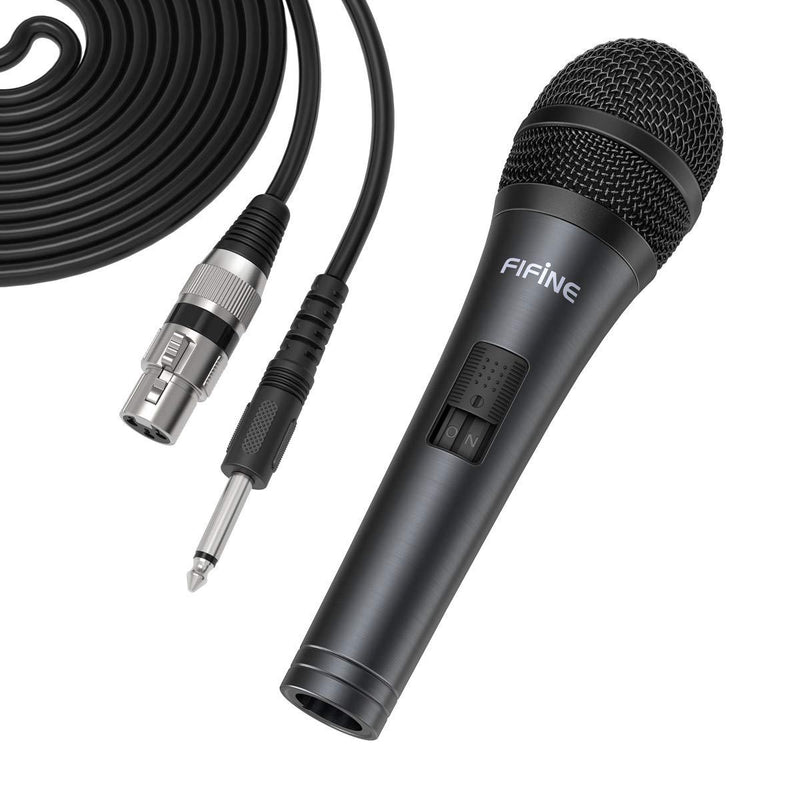 FIFINE Wired Microphone with Cord 14.8ft,Handheld Dynamic Mic Karaoke Microphone for Singing Vocal with On and Off Switch-K6