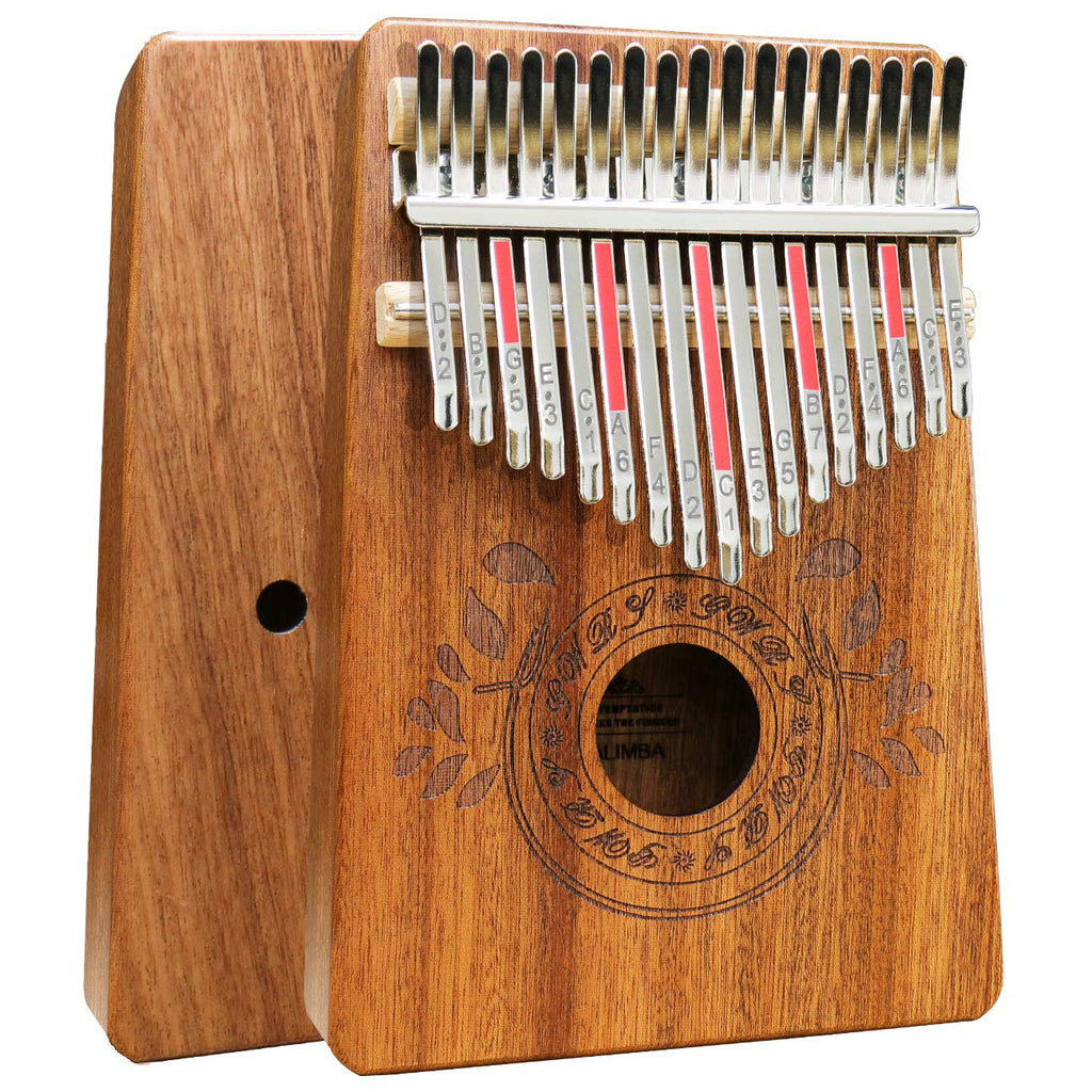 Kalimba 17 Keys Thumb Piano with Study Instruction and Tune Hammer, Portable Mbira Sanza African Wood Finger Piano for Kids Adult Beginners
