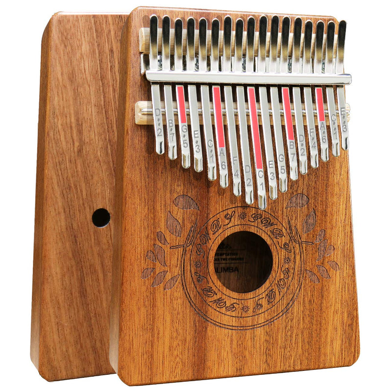 Kalimba 17 Keys Thumb Piano with Study Instruction and Tune Hammer, Portable Mbira Sanza African Wood Finger Piano for Kids Adult Beginners