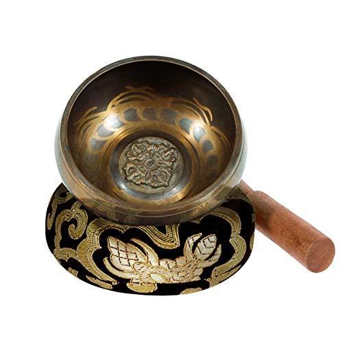 Singing Bowl - Exqline Silent Mind Tibetan Singing Bowl Set 11.5 CM, Great For Mindfulness Meditation, Relaxation, Stress & Anxiety Relief, Yoga, Zen, Perfect Spiritual Gift Black
