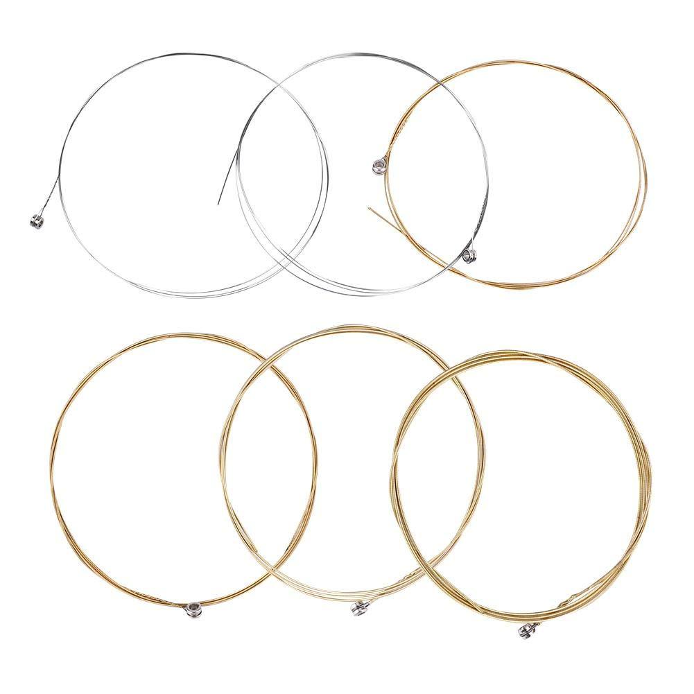 Dilwe Folk Guitar String, 6Pcs Metal Strings Set Practice Replacement Part Accessory for Classic Folk Guitar