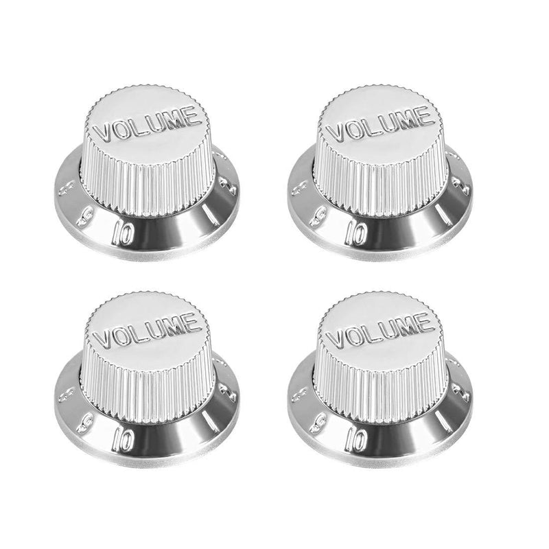 sourcing map 0.24 Inch Potentiometer Control Knob for Electric Guitar Acrylic Volume Tone Knobs,, 4pcs Silver Tone