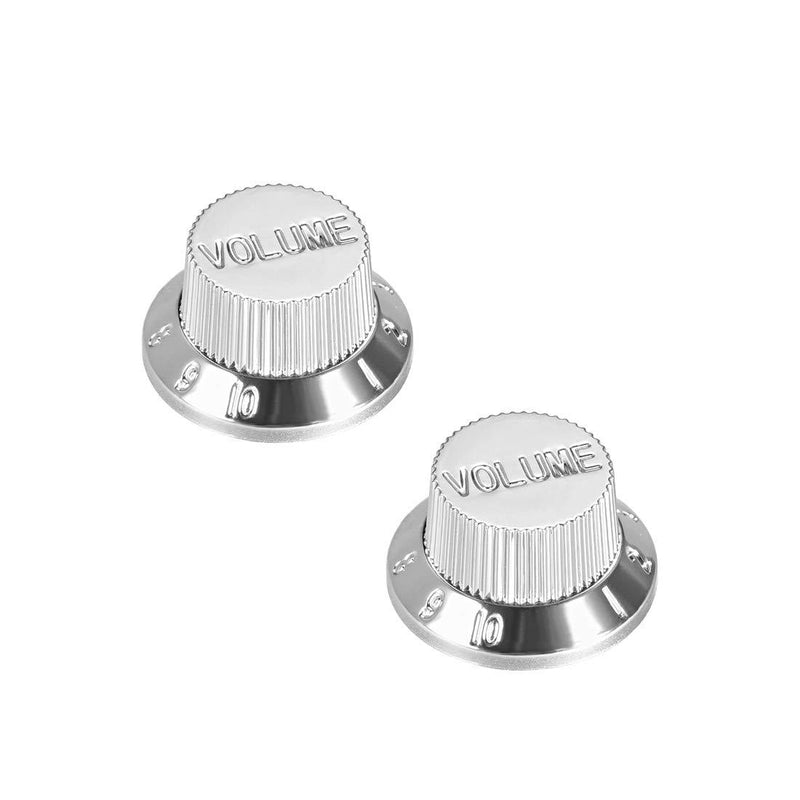 sourcing map 0.24 Inch Potentiometer Control Knob for Electric Guitar Acrylic Volume Tone Knobs Silver Tone 2pcs