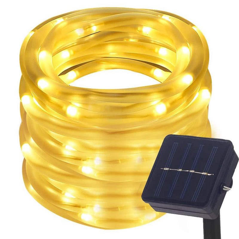 DULEE Solar Powered Outdoor Waterproof LED Rope Lights 10M 100 LED Neon Tube Strip String Fairy Lights,Warm White Warwhite 10M 100 LEDs