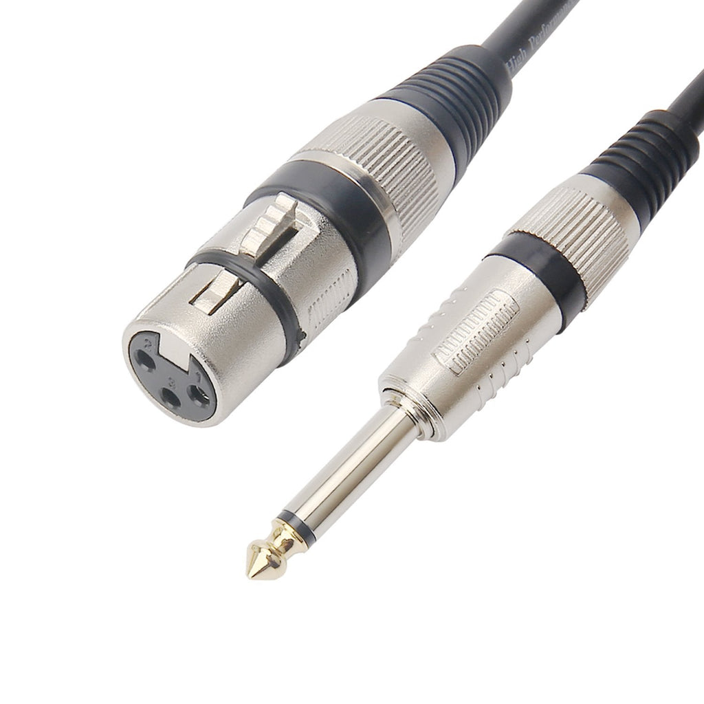 TISINO XLR Female to 6.3mm(1/4") TS Mono Jack Microphone Cable Mic Cord Unbalanced Interconnect Cable for Dynamic Microphone -3m/ 10 FT
