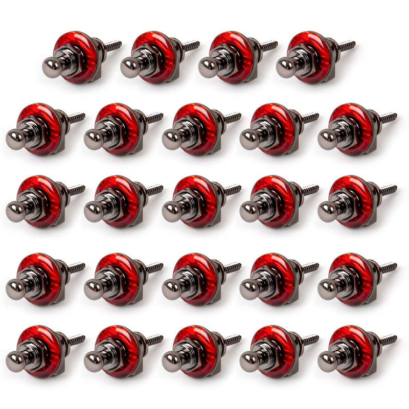 24 PCS Guitar Strap Locks Straplocks Buttons for Electric Bass Guitar Parts (12 sets, Red)