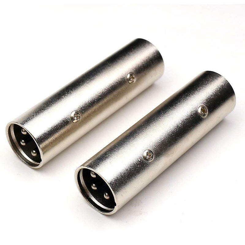 XLR 3 Pin Male to XLR 3 Pin Male Cable Adapter Gender Changer Coupler 2PACK
