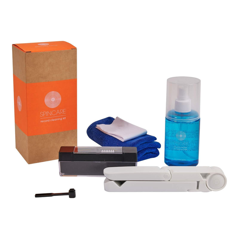 Vinyl Record LP Cleaning Kit by SPINCARE | 5-In-1 Set including Antistatic Record Cleaning Solution, Velvet Cleaning Pad, Drying Rack and Carbon Fibre Stylus Brush