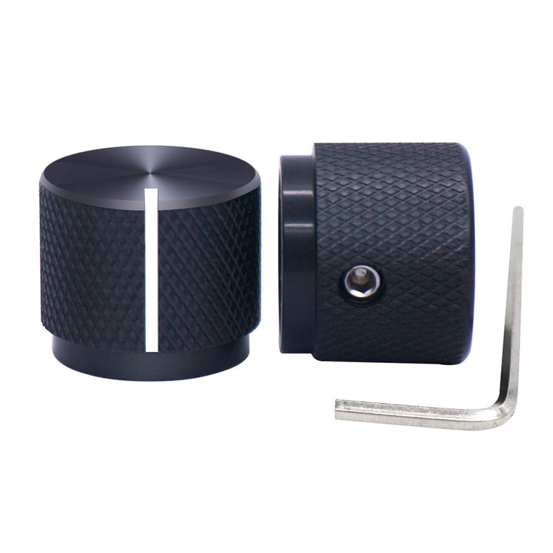 Taiss / 2pcs Black Aluminum Rotary Electronic Control Potentiometer Knob For 6 mm Diameter Shaft, Volume Control Knob, Audio knob, Guitar Knob，Switch Knob, 20mm dia. x 17mm height
