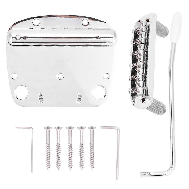 Nickel-plated Copper-zinc Alloy Tremolo Vibrato Tailpiece Bridge Set for Mustang Guitar Replacement Parts.