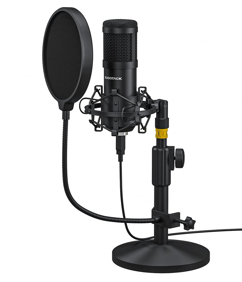 USB Podcast PC Microphone, SUDOTACK Professional 192KHZ/24Bit Studio Cardioid Condenser Mic Kit with Desktop Stand Shock Mount Pop Filter, for Skype, Zoom, Youtube, Gaming, Recording (ST810) ST-810