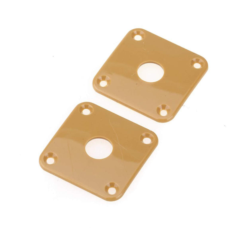 Musiclily Pro Plastic Curved Jack Plate Square Jackplates Compatible with USA Les Paul Epiphone Les Paul Guitar, Brown Cream(Set of 2)