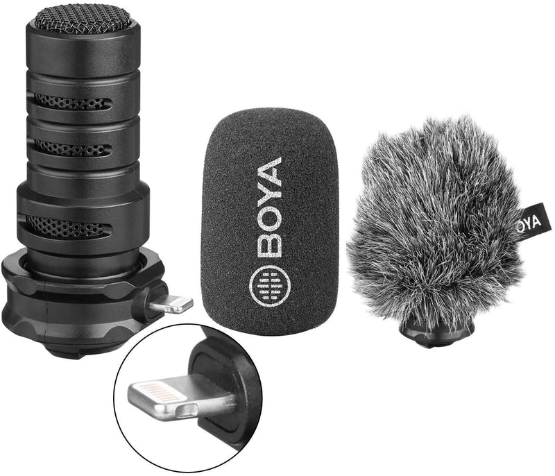 Boya BY-DM200 Plug in Microphone Digital Stereo Cardioid Condenser Microphone MFI Certified Superb Sound Plug and Play Directly Compatible with iOS iPhoneX XS 8 7 6 iPad iPod Stereo Microphone