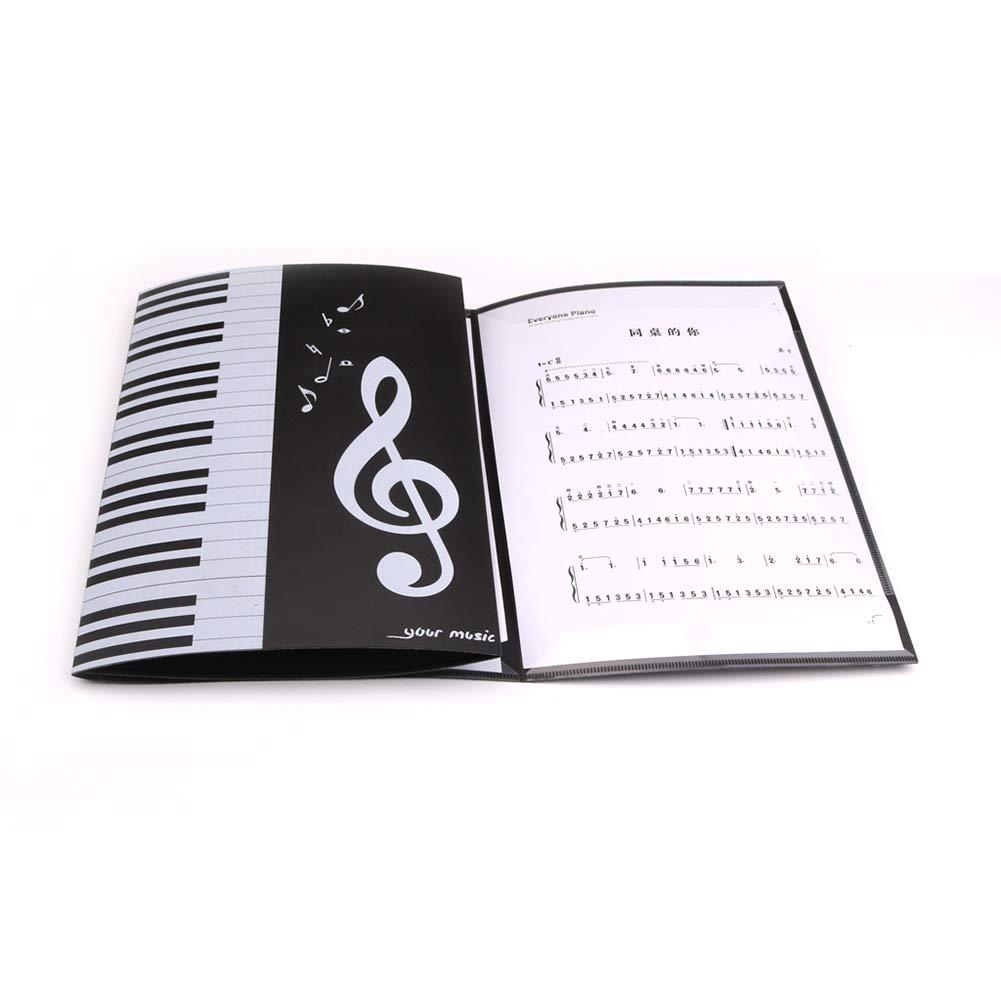 Piano Music Score Folder, A4 Music Sheet Folder, 6 Pages Expanded File Folder, PVC Music Paper Display, Folding Document Paper Folder Music Display, 2pcs