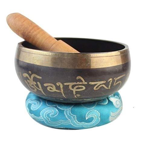 Tibetan Singing Bowl Meditation Set, Sound Bowl, Chakra bowls to Helpful for Meditation, Yoga & Relaxation 15 Blue