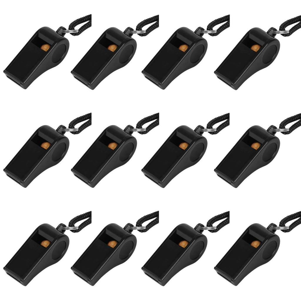 Whistle, Plastic Whistle with Lanyard, Loud Clear Black Whistles Bulk Great for Coaches, Referees, and Officials