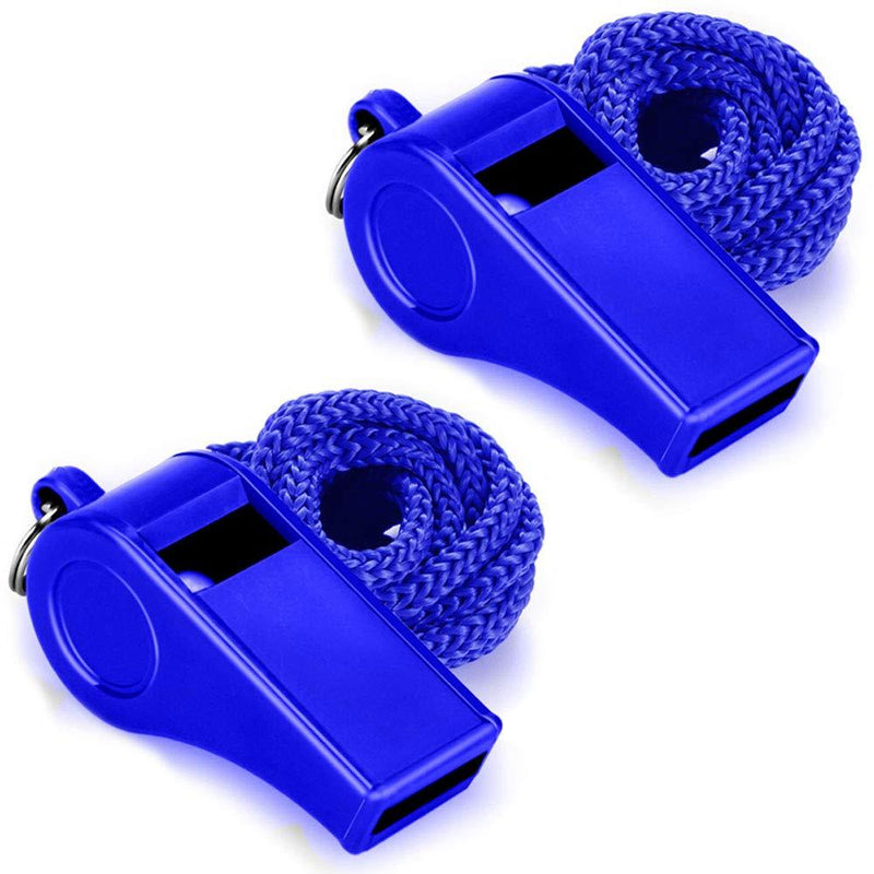 Hipat Whistle with Lanyard, 2 Packs Blue Plastic Whistles, Extra Loud Sports Whistles Great for Coach, Referee, Basketball, Lifeguard, Survival classic style