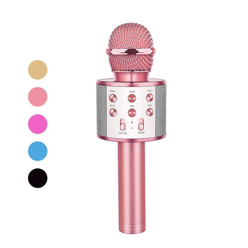 Vailge Microphones for Kids Wireless Microphone, Portable Handheld Mic Speaker Machine Compatible with Smart Phone Android iPad PC, for Home KTV Outdoor Party (Rose Pink) Rose Pink