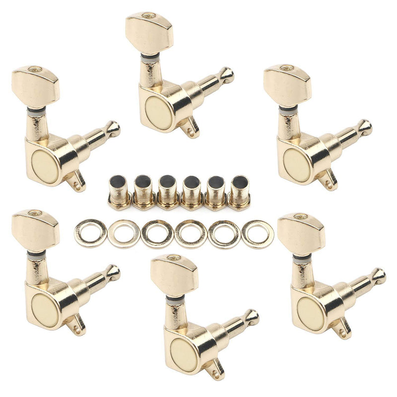 Unxuey 6R Semi-Closed Guitar Tuning Pegs Golden String Keys Set Machine Head Button Tuners Knobs Electric or Acoustic Guitar