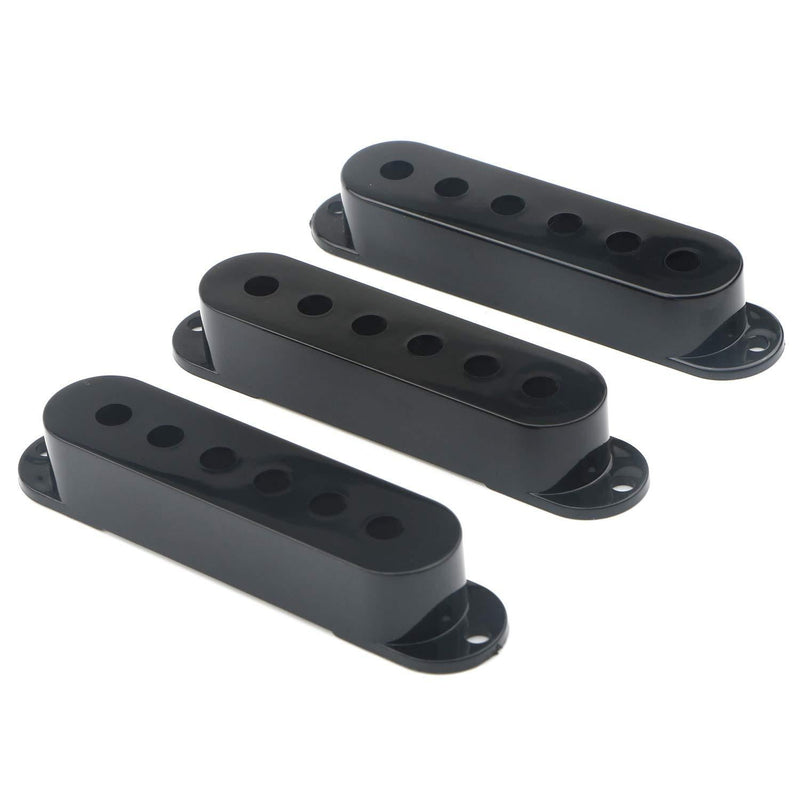 Unxuey Black 3pcs Electric Guitar Pickup Cover 48/50/52mm Single Coil 6 Hole for Fender Stratocaster Strat ST Replacement Parts