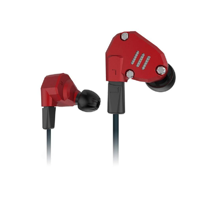 Quad Driver Headphones, WishLotus KZ ZS6 2DD+2BA Hybrid In Ear headset HiFi DJ Monitor Extra Bass, Detachable Cable Noise Canceling Earbuds (ZS6 Red without Mic)