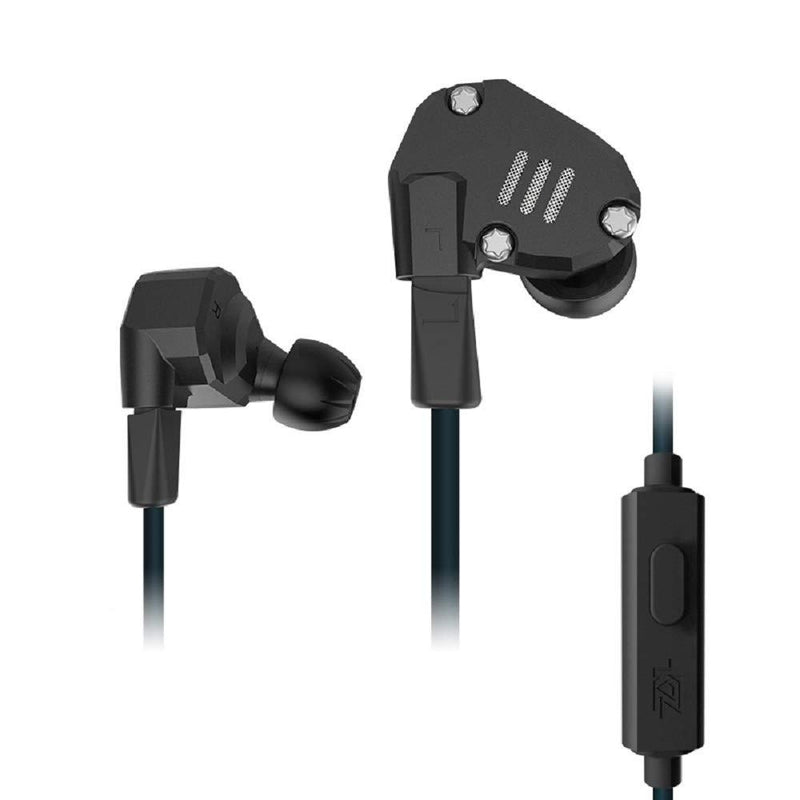 Quad Driver Headphones, WishLotus KZ ZS6 2DD+2BA Hybrid In Ear headset HiFi DJ Monitor Extra Bass, Detachable Cable Noise Canceling Earbuds (ZS6 Black with Mic)