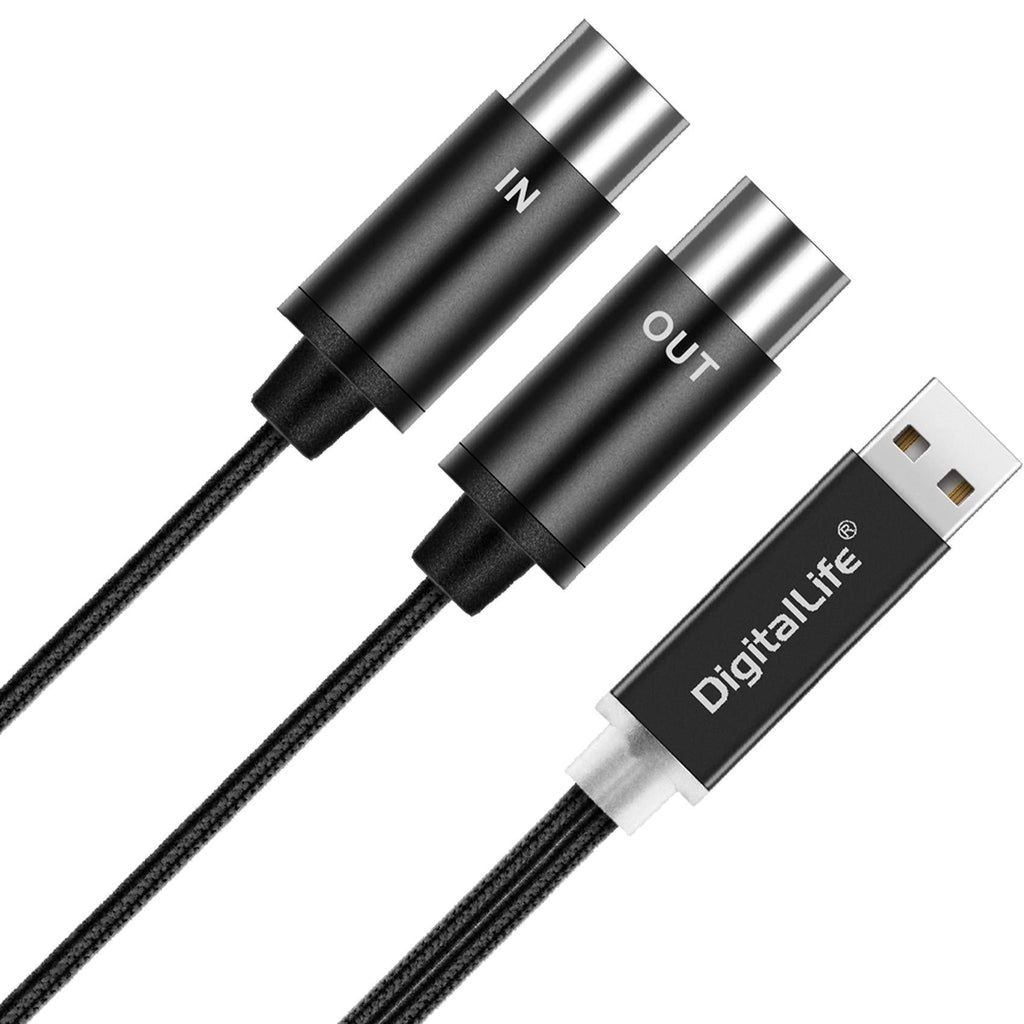 [AUSTRALIA] - DigitalLife MIDI in-Out to USB Converter Cable - USB 5-Pin MIDI Interface for Piano/Keyboard [MD1001] 