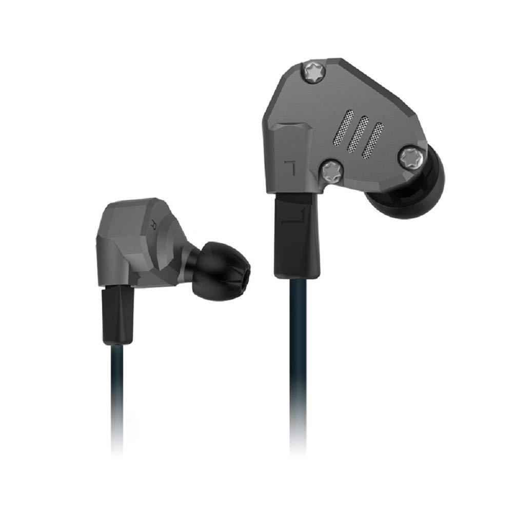 Quad Driver Headphones, WishLotus KZ ZS6 2DD+2BA Hybrid In Ear headset HiFi DJ Monitor Extra Bass, Detachable Cable Noise Canceling Earbuds (ZS6 Grey without Mic)