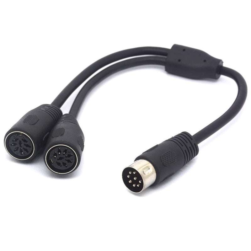 Tomost MIDI Splitter 8 Pin DIN Y Adapter Cable 1 Male to 2 Female Din Plug Large Size
