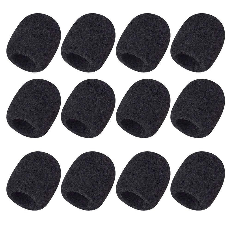 12 Pack Black Microphone Cover Handheld Stage Microphone Windscreen Sponge Cover Suitable for Karaoke DJ, Dance Ball, Conference Room, News Interviews, Stage Performance 12 PCS Black
