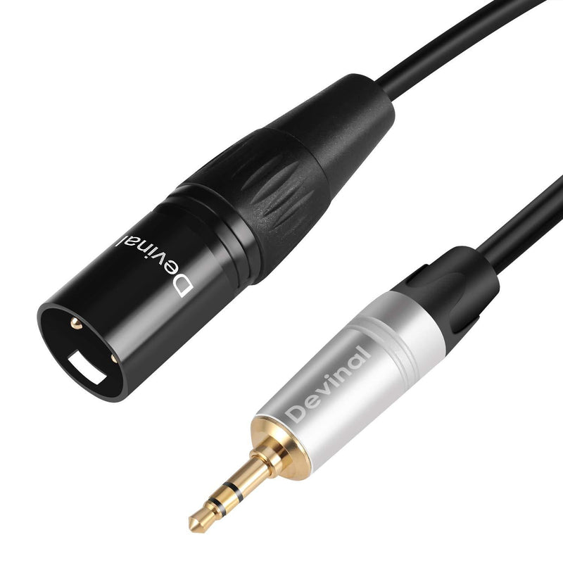 Devinal Unbalanced 1/8 inch to XLR Cable, Mini Jack TRS Stereo Male to XLR Male, 3.5mm to 3 Pin Male Interconnect Audio Cable 1 Feet 1 FT