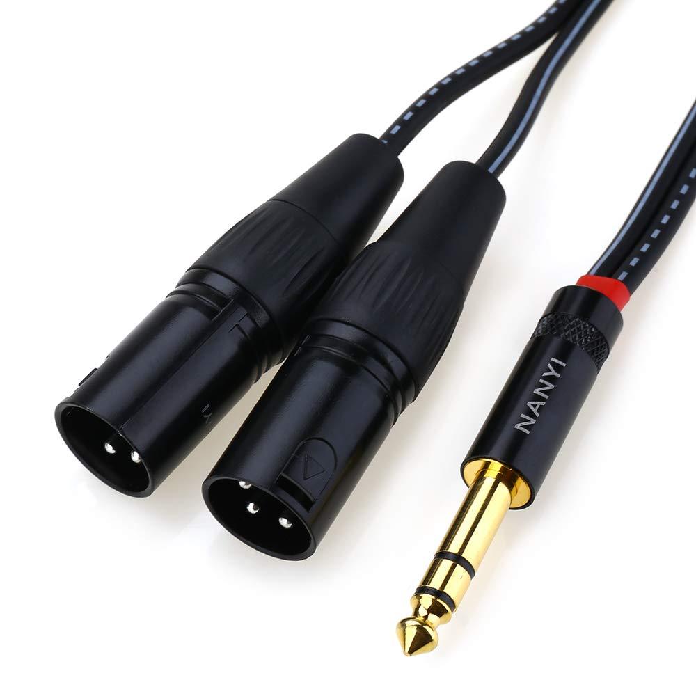 NANYI 6.35mm To 2XLR microphone splitter audio Cables, TRS Stereo Male to Dual XLR Male Interconnect Audio Microphone Cable Y Splitter Adapter Cable - 3Meters 6.35mm - 2 XLR Male - 3Meters