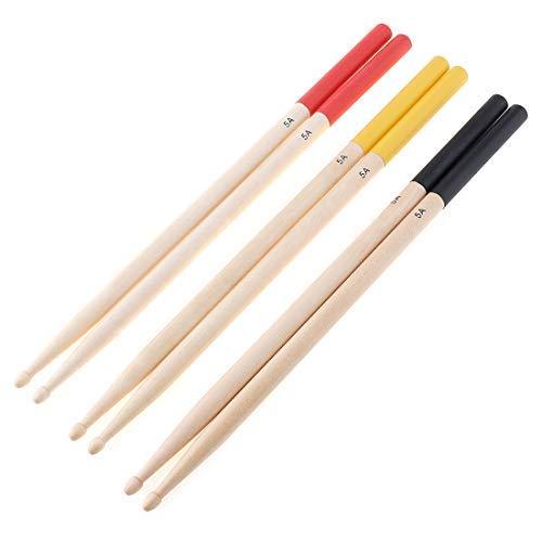 OriGlam 2pcs 5A Drum Sticks, 5A Maple Wood Drumsticks, Non-Slip Drum Sticks, 5A Wood Tip Maple Wood Drumstick For Kids Students, Adults (Yellow)