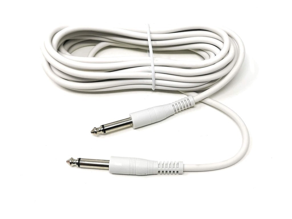 MainCore 6m Long 6.35mm Mono Male to Male Plug Audio Cable for Guitar/Speaker/AMP, Flexible Lead (White) White