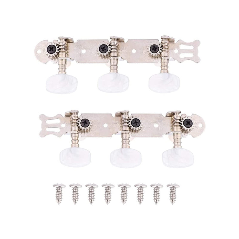 Bnineteenteam Classical Guitar String Tuning Peg 3L + 3R, Silver Guitar String Tuners Machine Heads