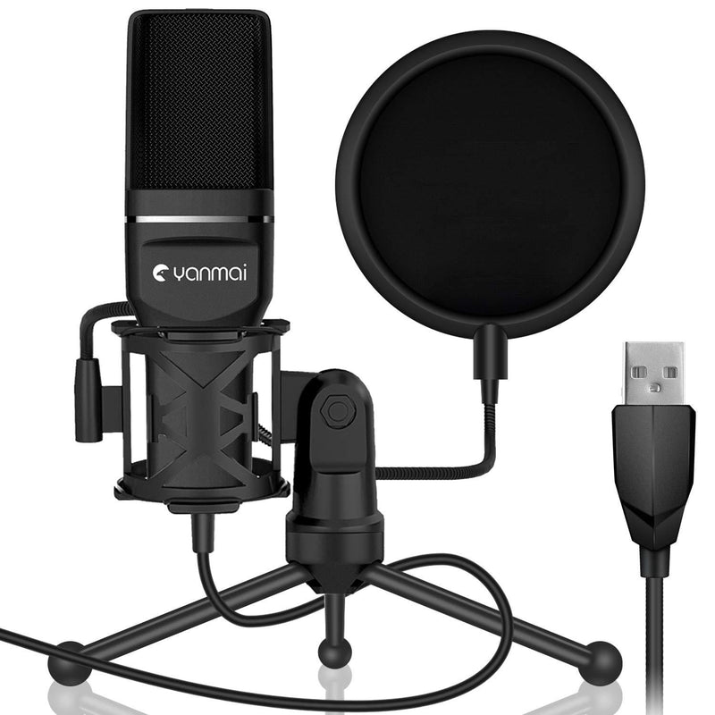 PC Microphone, Yanmai Professional USB Condenser Microphone for PC/Laptop Plug & Play with Double-layer Pop Filter and Tripod Stand for Studio Recording, Broadcasting and Gaming