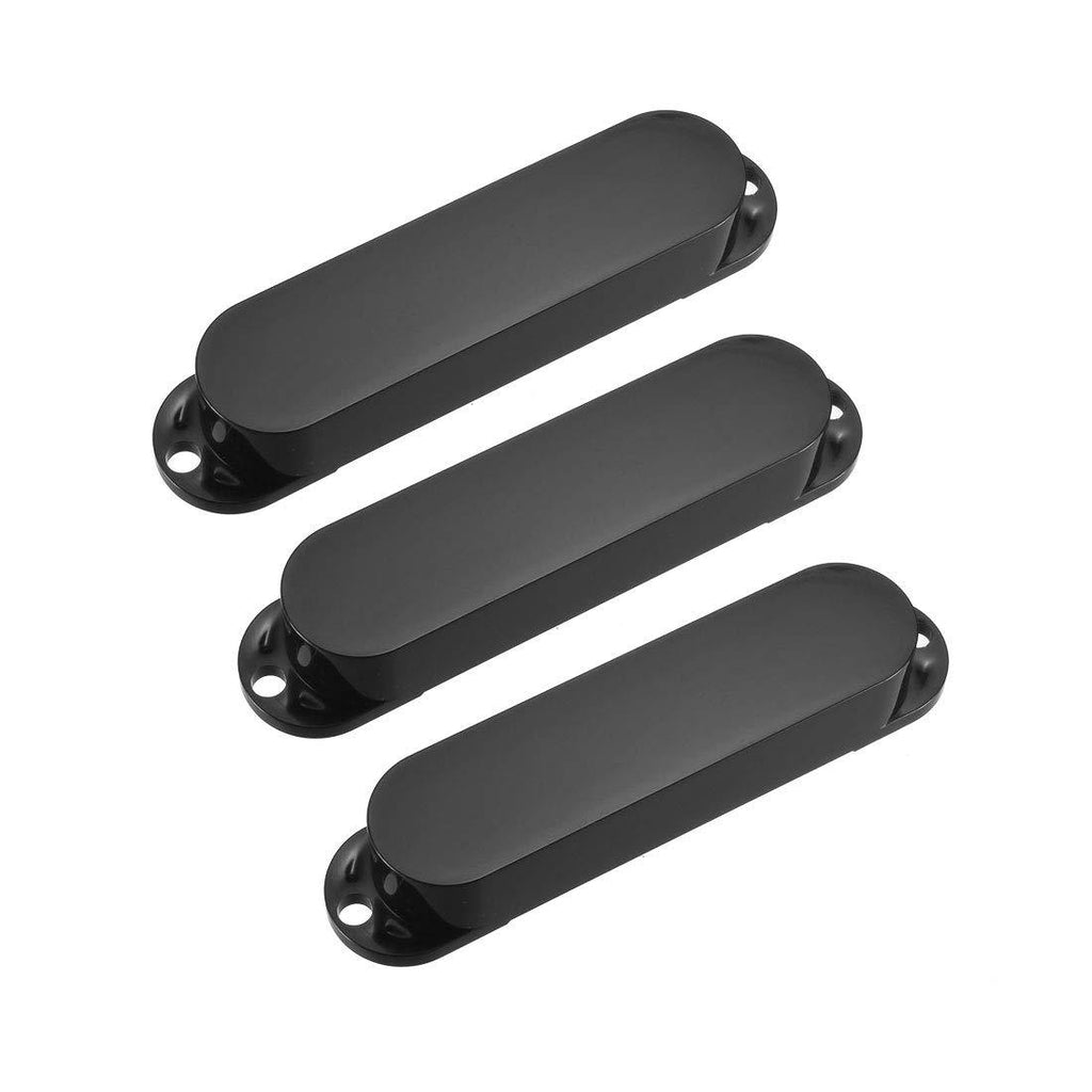 sourcing map Sealed Single Coil Pickup Cover Set for ST Strat Stratocaster Guitar - No Holes Black 3Pcs